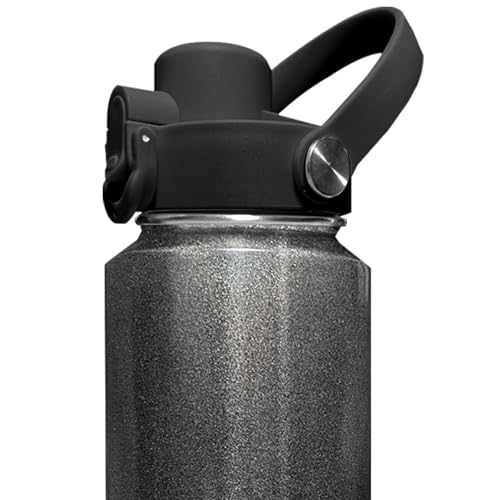 SENDESTAR Straw Lid for Hydroflask Wide Mouth Water Bottle with 12,16,18,20,24,32,40,64 oz, Auto Flip Straw Top Cap fit Most Wide Mouth Bottles, Sports Cap Water Bottle Accessories Top Replacement - color: Black