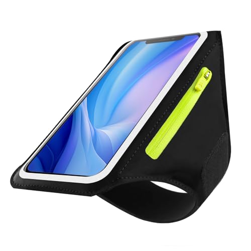 Running Armband Armband Sports Phone Holder with Adjustable Arm Strap Touch Screen Zipper Pocket Key Holder Water Resistant Ergonomic - color: Black