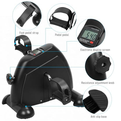 Pedal Exerciser Bike with Digital LCD Display Adjustable Resistance, Easy Assembly 100kg Load Capacity Desk Pedal Bike Elderly Home Pedal Exercise Bike Arm Leg Peddler Machine