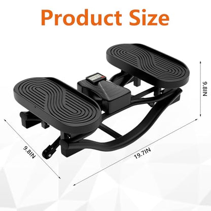 Mini Stepper, 3D Motion Rocking Steppers for Exercise at Home, Low-Impact Lateral Stair Stepper with Resistance Bands & Floor Mats, Digital Display Tracks Time Reps Calories, Full Body Workout