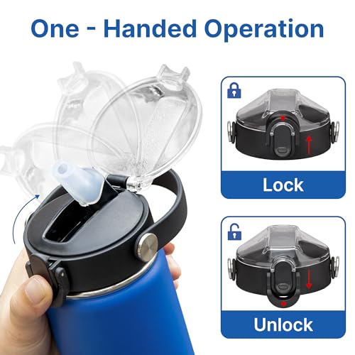 Auto Flip Straw Lid for Hydro Flask 12-64 oz Wide Mouth Bottles - color: 2 Pack