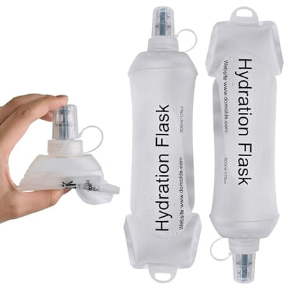 2Pcs 500ml Soft Flask, TPU Collapsible Soft Water Bottle for Hydration Pack, Running Vest, Leak-Proof Folding Water Bottle for Hiking Cycling Climbing Jogging- Wihte - color: 500ML Wihte