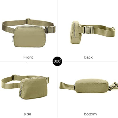 Fanny Belt Bag Waist Pack Crossbody Bags Bum Bag for Running Hiking Travel Workout Adjustable Strap for Women-Khaki green - color: Khaki green
