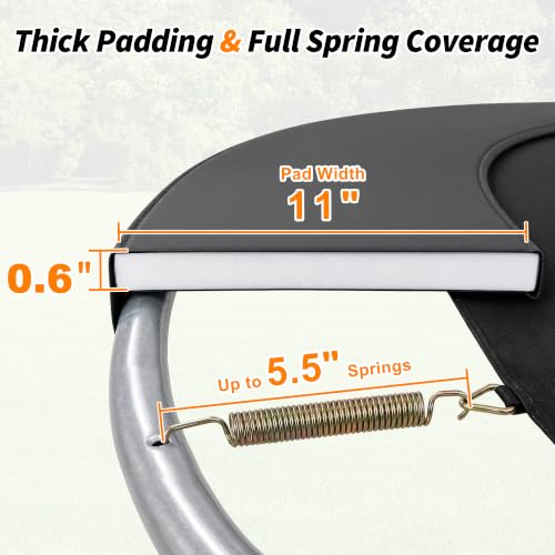 Exacme Double-Sided Round Trampoline Spring Cover, Replacement Safety Pad - color: Grey, size: 8FT