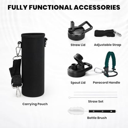 RAYMYLO Insulated Water Bottle 24 oz, Triple Wall Vacuum Stainless Steel - color: Dark Green, size: 24 Ounces