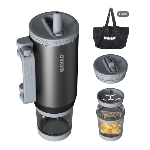 23oz Insulated Tumbler with Foldable Handle & 10oz Snack/Pill Box Container - color: Metal Gray