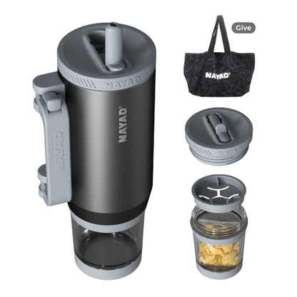 23oz Insulated Tumbler with Foldable Handle & 10oz Snack/Pill Box Container - color: Metal Gray