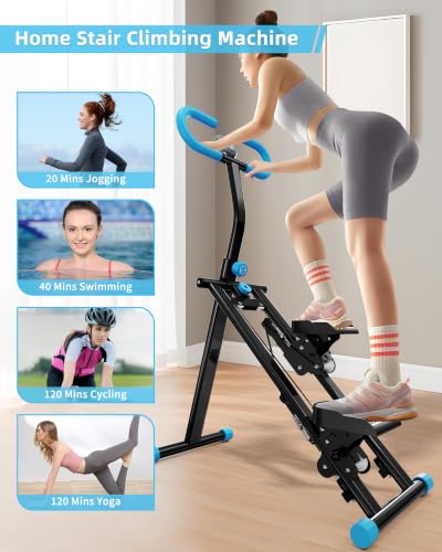 Stair Stepper for Home, Vertical Climber Workout Machine with Handlebar - color: Blue