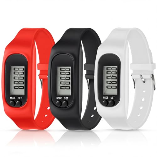 Kenning 3 Pcs Walking Running Pedometer Watch - color: Black,Red,White