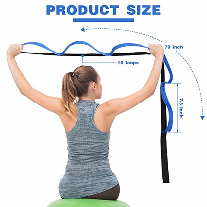 Leyndo 2 Pcs Stretching Strap &10 Loops, Yoga Strap for Physical Therapy
