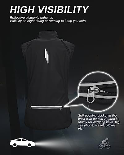 33,000ft Women's Zip Up Lightweight Athletic Workout Yoga Cycling Track Running Jacket Waterproof Windproof Reflective - color: Black, size: XX-Large