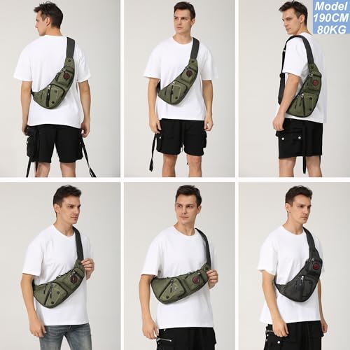 NICGID Sling Bag Chest Shoulder Backpack Crossbody Daypack for Men Women - color: Army Green-2620n