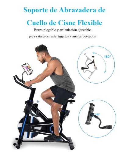 Exercise Bike Tablet Holder for Peloton, Gooseneck Treadmill Tablet Mount - Spin Bike Handlebar for Indoor Stationary Bicycle, Elliptical, Stroller for iPad, iPhone, Galaxy Tab/Z Fold, Kindle, 4.7-13"
