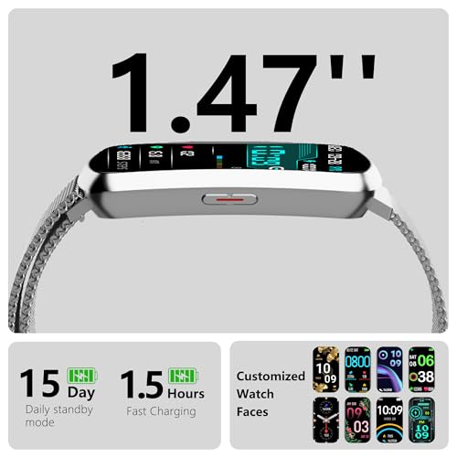 Health Fitness Tracker, Smart Watch with 24/7 Heart Rate, Activity Tracker with Blood Pressure and Blood Oxygen Monitor, 120 Sport Mode Waterproof Sleep Tracker for Women Men - color: Silver