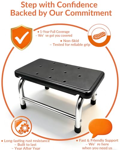 Step Stool, 440 lbs Heavy Duty Stainless Steel, Non-Skid Platform for Adults, Lightweight Portable Foot Stool for Kitchen Bathroom Bedroom RV Home Office