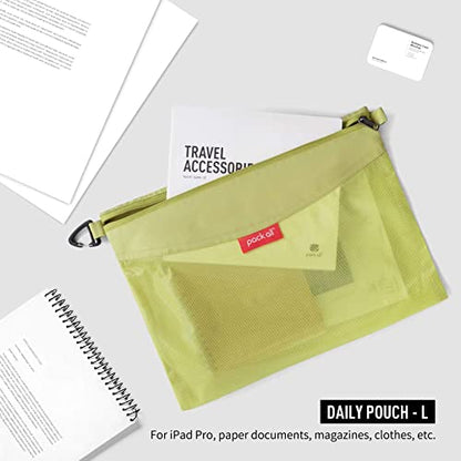 pack all Water-Resistant Zipper Pouch, Mesh Zipper Bag, 14.17"x10.23" - color: Green, size: Large