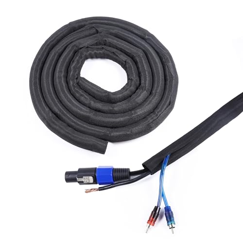 Black Split Braided Cable Management Sleeves 1inch -30Feet - size: 1“-30Feet
