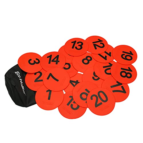 4 inch Mini Floor Spot Markers, Set of 20 Numbered (10 cm) - Non-Slip TPE Carpet Spot Markers for Classroom, Preschool, Kindergarten & Sports Agility Training (Red, Number 1-20) - color: Red number 1-20