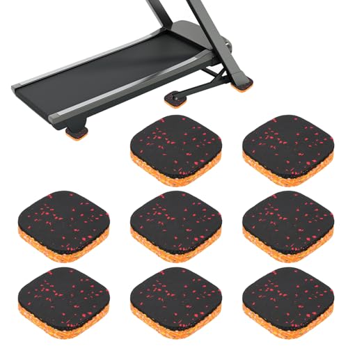 PATIKIL 8 Pcs Treadmill Mat Pads, 4x4x0.8 High Density Foam Anti Vibration Pad Sound Proof Floor Mat Exercise Equipment Mat for Carpet Protect Noise Reduction Home Gym, Red - color: Red, size: 4x4x0.8"