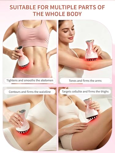 Lymphatic Drainage Massager & Anti Cellulite Massage Tool, for Legs, Arms & Belly, Body,Helps Reduce Stretch Marks & Cellulite - Pink