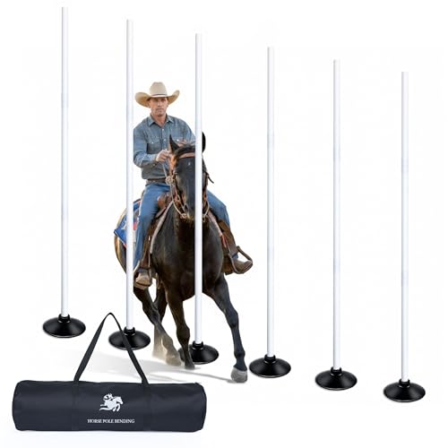 6 Pcs 6FT Pole Bending Poles for Horses, Adjustable Equestrian Sports Training Equipment for Horses, Agility Poles for Horses, Soccer, Football, Dog - color: White, size: With weighted base