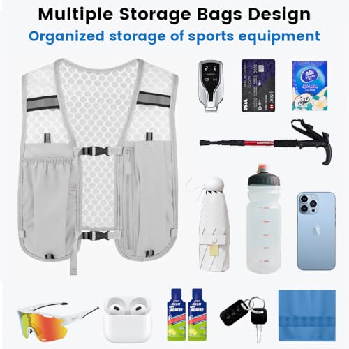 Running Vest for Women Men, Adjustable Lightweight Hydration Vest with 500ml Soft Flask, Breathable Backpack for Trail Race Hiking Cycling Climbing Jogging Marathon