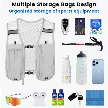 Running Vest for Women Men, Adjustable Lightweight Hydration Vest with 500ml Soft Flask, Breathable Backpack for Trail Race Hiking Cycling Climbing Jogging Marathon
