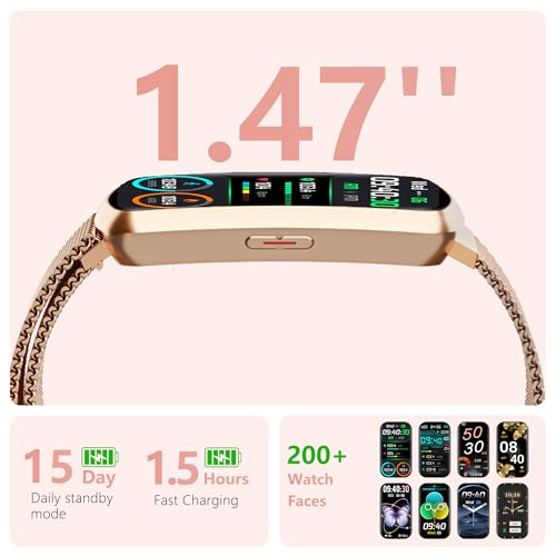 Health Fitness Tracker, Smart Watch with 24/7 Heart Rate, Activity Tracker with Blood Pressure and Blood Oxygen Monitor, 120 Sport Mode Waterproof Sleep Tracker for Women Men - color: Pink Gold