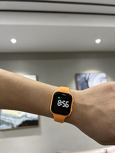 Vibrating Alarm Watch Rechargeable 15 Alarm Reminder Wristband Potty Training Watch with Lock Screen - color: Orange