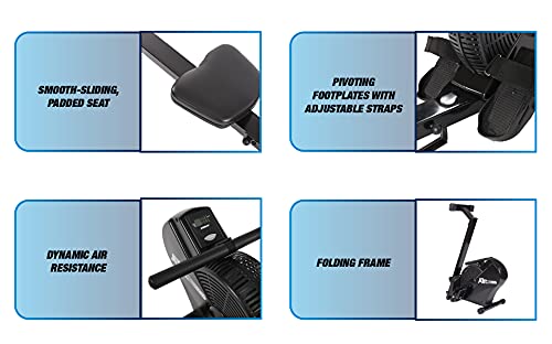 Stamina ATS Air Rower Machine with Smart Workout App - Foldable Rowing Machine with Dynamic Air Resistance for Home Gym Fitness - Up to 250 lbs Weight Capacity - style: ATS Air Rower 35-1403