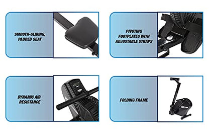 Stamina ATS Air Rower Machine with Smart Workout App - Foldable Rowing Machine with Dynamic Air Resistance for Home Gym Fitness - Up to 250 lbs Weight Capacity - style: ATS Air Rower 35-1403