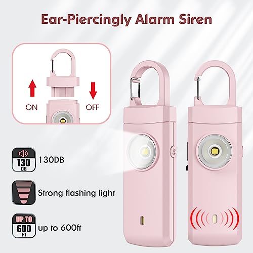 Rechargeable Personal Alarm for Women - 2 Pack Christmas Birthday Gifts for Women, Daughter, College Student, Teen Girl, Night Workers, Elders, Kids, Siren Alarm, USB Charging, Aqua&Pink - color: Aqua&Pink