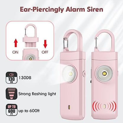 Rechargeable Personal Alarm for Women - 2 Pack Christmas Birthday Gifts for Women, Daughter, College Student, Teen Girl, Night Workers, Elders, Kids, Siren Alarm, USB Charging, Aqua&Pink - color: Aqua&Pink