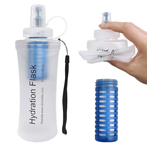 500ml Collapsible Water Bottle with Filter for Hiking Backpacking(White) - color: White, 500ml