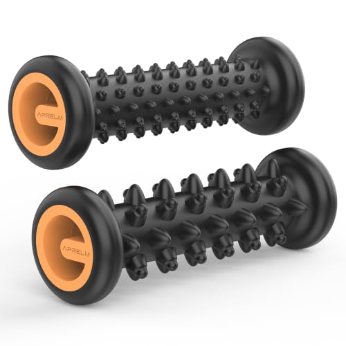 APRELM Foot Massager Roller Set for Plantar Fasciitis Relief, Professional 2-Pack (Beginner & Enhanced), Foot Roller for Home Office, Gifts for Mom Dad Friends - color: Black