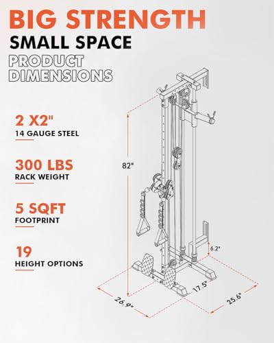 Mikolo Wall Mount Cable Station, Cable Crossover Machine with Dual Pulley System and 19/27 Adjustable Positions for Home Gym Fitness Equipment - color: RED, size: G3 Package(100LB Black Plates)