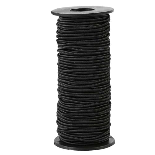 Strong and Durable Bungee Cord Roll - 1/8" x 100ft Elastic Cord, Kayak Stretch String Rope, Bungee Shock Cords for Repairing Tent Poles, DIY, Tie Downs, Black - size: 1/8" x 100ft