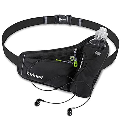 Labeol Waist Pack, Waterproof Hydration Belt with Water Bottle Holder, Adjustable Fanny Pack for Running, Hiking, Walking, Cycling, Black - color: Black