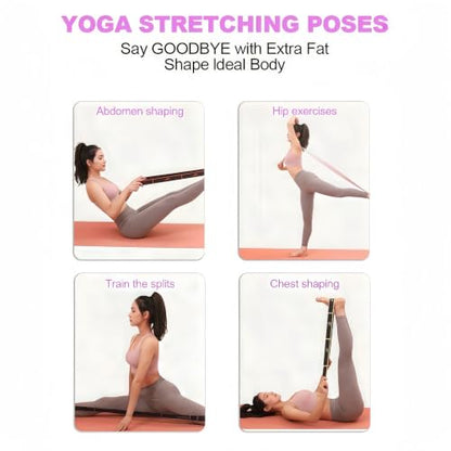 Yoga Stretch Strap with 8 Loops, Pilates Flexibility Strap - color: Purple