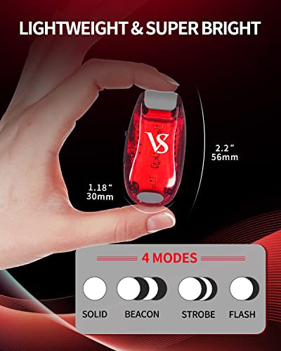 VICKSONGS 2pcs LED Safety Lights USB Rechargeable - Lightweight Walking Light with Clip and Strap, Jogging Running Lights, Bike Tail Light, Backpacker for Night Safety with Excellent Brightness