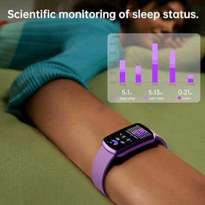 Health Fitness Tracker with 24/7 Heart Rate, Smart Watch with Blood Pressure and Blood Oxy-gen Monitor, Bulit-in 120+ Sport Mode, Sleep Tracking Waterproof Activity Tracker for Women Men - color: Deep Purple