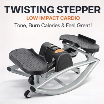 Rock Stepper Side to Side Lateral Stepper for Exercise at Home Stair Stepper with Resistance Bands Digital Monitor Low Impact Rocking Stepper for Legs Glutes and Core