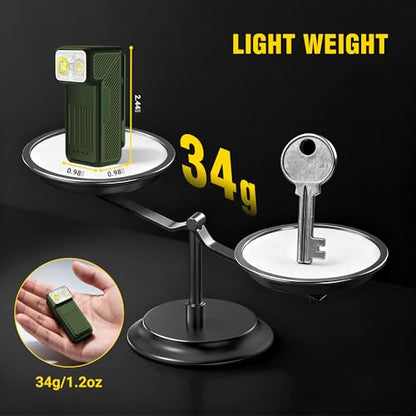 Clip-On Flashlight, Rechargeable Running Light with Rotating Head, 500LM - color: Olive