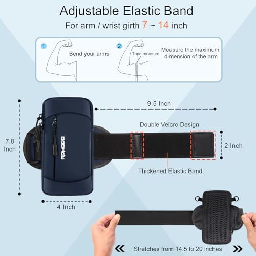 Phone Holder for Running with Adjustable Crossbody Strap, 7.5" Blue - color: 06-Blue + Black Strap
