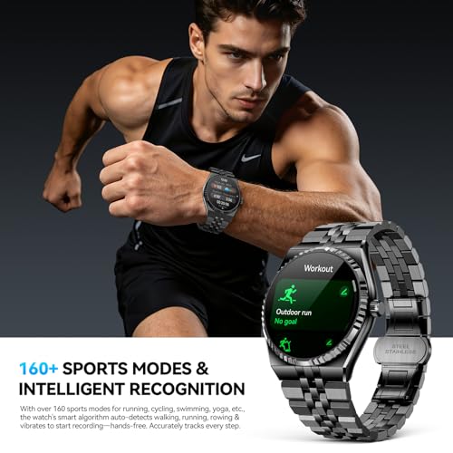 Luxury Smart Watch for Men, Bluetooth Calls, Activity Tracker, Android iOS - color: Black