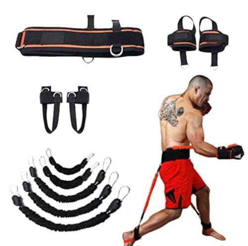 Exercise Boxing Resistance Bands Leg Strength Training Home Workout Equipment Bounce, Explosive Power Training for MMA, Bounce,etc Indoor and Outdoor Fitness Training, Set of 12 - color: Black
