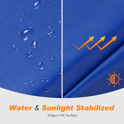 Exacme Trampoline Pad Replacement 16 15 14 13 12 10 8 Foot, Waterproof Safety Spring Cover Round Frame Pad, No Hole for Pole - color: Blue, size: Fit 16FT Frame Only, style: Without Opening Design