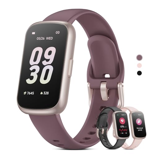 Health Fitness Tracker Smart Watch with 24/7 Heart Rate, Blood Oxygen, Sleep Tracker, Pedometer, 3 Colorful Bands & 3ATM Waterproof Activity Tracker with Step Calorie Counter, Smoke Violet - color: Smoke Violet