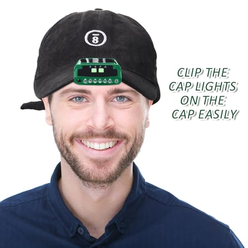 Mudder LED Hat Clip Light, Cap Lights - color: Black, Green