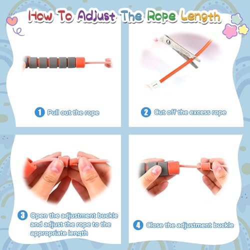Jump Rope For Kids,Jump Rope Kids,Adjustable Soft Skipping Rope,Toddler Jump Rope With Skin-Friendly Foam Handles For Kids, Boys,Girls,Women, Men,Exercise Activity,Outdoor Fitness - color: Rose Pink + Blue